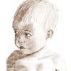 Sketch of a child with short hair.